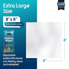 Body Wipes for adults bathing no rinse | Adult Wash Cloths Extra Large, Bathing Wipes for Incontinence, 8