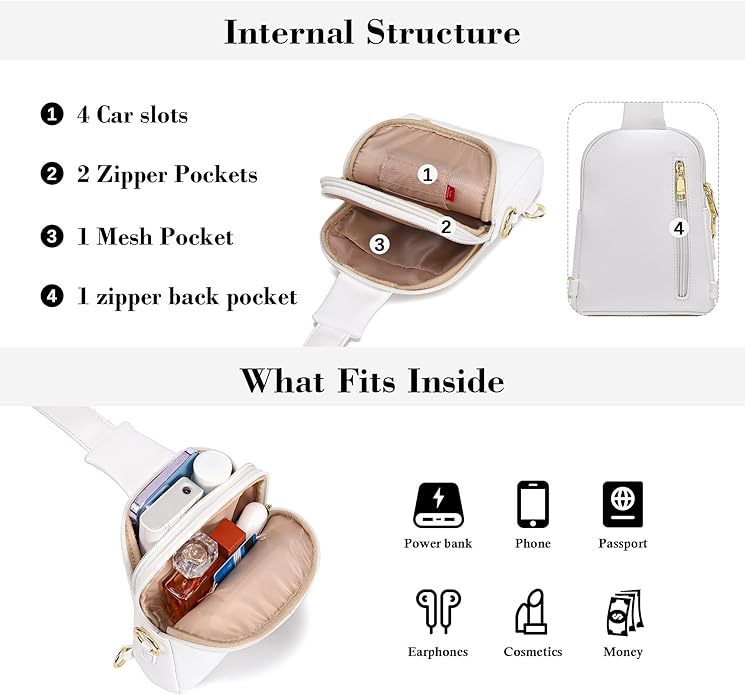 INICAT Travel Small Crossbody Sling Bags Women Cross Body Purses Passport Holder Vegan Leather Fanny Packs Birthday Gifts