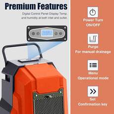 MOUNTO 180Pints LGR Industrial Dehumidifier with Pump and Drain Hose, Portable Commercial Dehumidifier with Wheels for Home, Basements, Garages, and Job Sites (Orange)