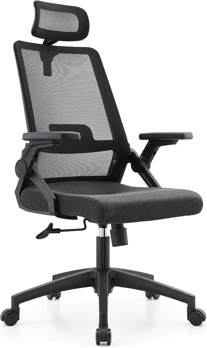 Office Chair ergonomically Designed with Breathable mesh backrest and Lumbar Support Adjustable Height Suitable for Offices Homes bedrooms Study Rooms (Black)