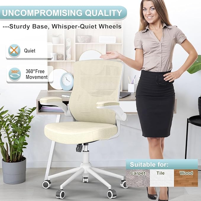 Office Chair, High Back Desk Chair Adjustable Height and Ergonomic Design Home Office Computer Chair Executive Lumbar Support Padded Flip-up Armrest