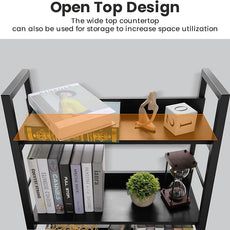 Himimi Black Ladder Bookshelf, 5 Shelf Bookcase Industrial Bookshelf Wood and Metal Bookshelves, Plant Flower Stand Rack Book Storage Shelves for Living Room, Bedroom, Home Office