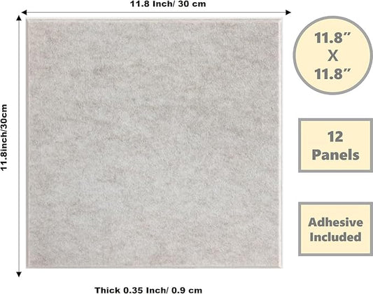12-Pack Ivory Felt Wall Tiles(11.8“x11.8”Each), 47.2“x 35.4” Large Cork Board Alternative, Self-Adhesive Bulletin Pin Board for Office Home Kitchen Photos & Memos