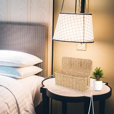 Cable Management Box, Handmade Rattan Cable Organizer, 2 Open Slots Cords Hider Box, Under Desk Cord Organizer for Computer Router USB Hub & Power Strip, Patent Pending, 13