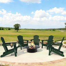 Adirondack Chair, Folding All-Weather Outdoor HDPE Patio Chair with Cup Holder, Green