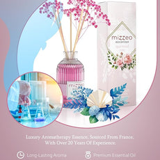 MIZZEO Reed Diffuser Set, Agarwood Rose 6.76 fl oz Highly Scented Room Diffuser Home Fragrance Essential Oil Reed Flower Diffuser, House Bedroom Office Decor & Gifts