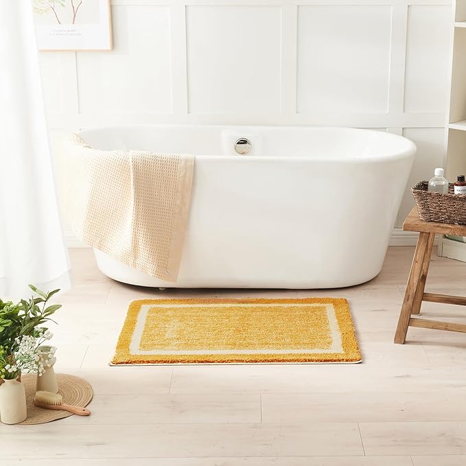 CozeCube Bath mats for Bathroom Non Slip, Fluffy Absorbent Microfiber Bath mat Washable, Aesthetic Bathroom Rugs, Small Harvest Gold Bath mat, Harvest Gold, 24" x 16"
