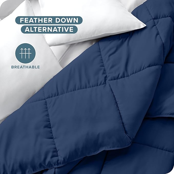 Bare Home Duvet Insert Comforter - Oversized King - Goose Down Alternative - Ultra-Soft - Premium 1800 Series - All Season Warmth - Bedding Comforter (Oversized King, Dark Blue)