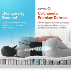 Dormeo Premium Full Size Cooling Mattress Topper - 3-Zone OctaspringⓇ Technology for Optimal Back Support, Anti-Slip Bottom