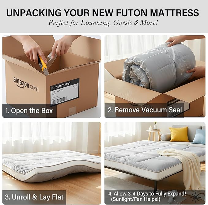 Tiita Memory Foam Mattress Topper Twin Size, 4" Thicken Futon Mattress with Storage Bag and 2 Straps, Portable Roll Up Travel Car Camping Mattress Floor Sleeping Pad, Grey