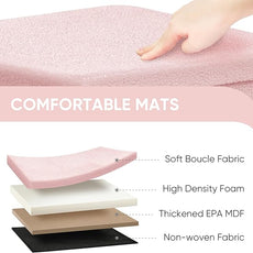 PINPLUS Sherpa Storage Ottoman Footrest Stool - Plush Foldable Cube with Hidden Compartment, Multi-Functional Furniture for Living Room, Bedroom, Office - Pink, 16.5”L x 12.6”W x 12.6”H