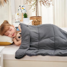 yescool Weighted Blanket 7 Pounds Cooling Weighted Lap Blanket, Grey Heavy Blankets for Sleeping, Weighted Throw Blanket Gift for 60-80lbs, 40