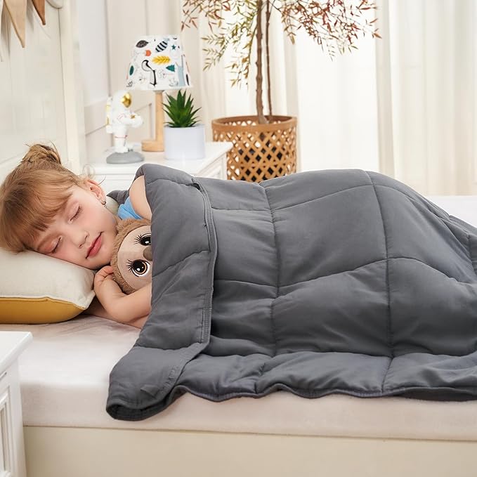 yescool Weighted Blanket 7 Pounds Cooling Weighted Lap Blanket, Grey Heavy Blankets for Sleeping, Weighted Throw Blanket Gift for 60-80lbs, 40"x60"