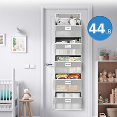 Over The Door Organizer Hanging, 5 Shelf Behind The Doors Storage, Pantry Door Organizer, Closet Organizers for Bedroom and Nursery (Grey)