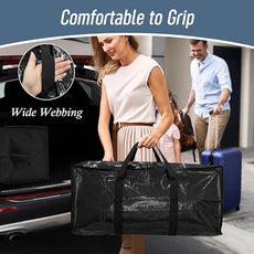 6 Pack Extra Heavy Duty Large Moving Bags with Strong Zipper & Comfortable Handles, Sturdy & Durable Clothes Storage Bags Totes Bins, Packing Moving Boxes for College Supplies, Black