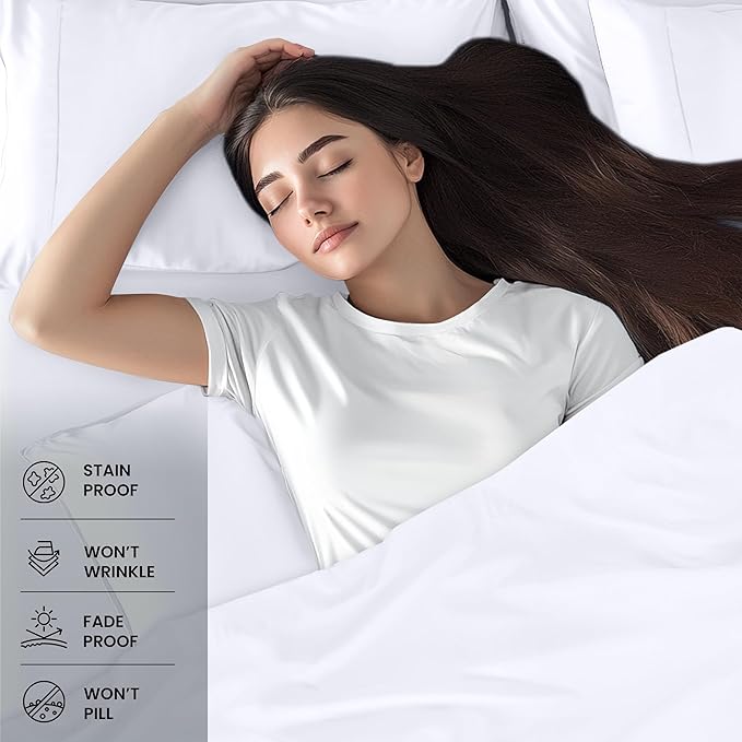 Utopia Bedding Full Sheet Set 4 Piece Bed Sheets for Full Size Bed, Hotel Luxury, Extra Soft, Cooling Bed Sheets - Wrinkle, and Fade Resistant (White)