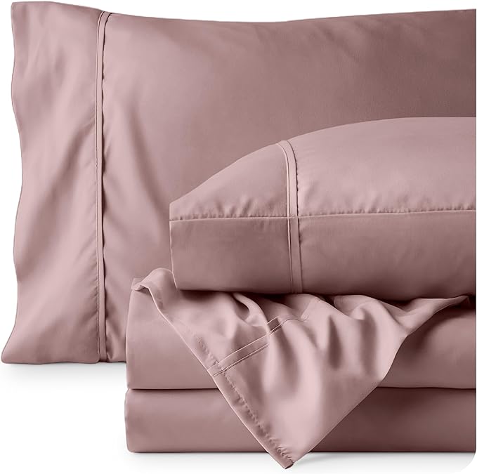 Bare Home Full Sheet Set - Luxury 1800 Ultra-Soft Microfiber Full Bed Sheets - Double Brushed - Deep Pockets - Easy Fit - 4 Piece Set - Bedding Sheets & Pillowcases (Full, Mauve) BareHome