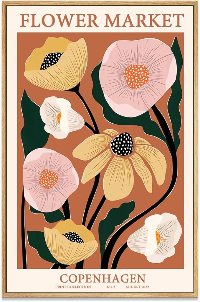 Zzuyi Framed Flower Market Wall Art,Anthropologie art,Botanical Flower wall art for Living Room Bedroom Decoration-16 x 24"