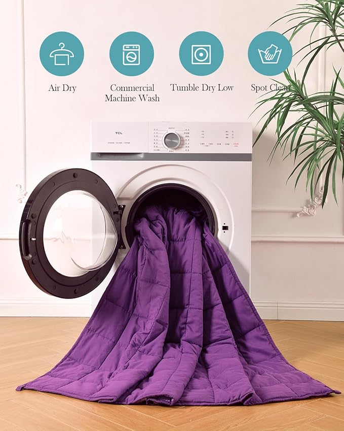 Topblan Weighted Blanket 15 pounds, Soft Cooling Weighted Blanket Full Size for Adults and Kids, Breathable Comfort Blanket with Glass Beads for Bed Sofa All Season, 48 x 72 inches, Purple