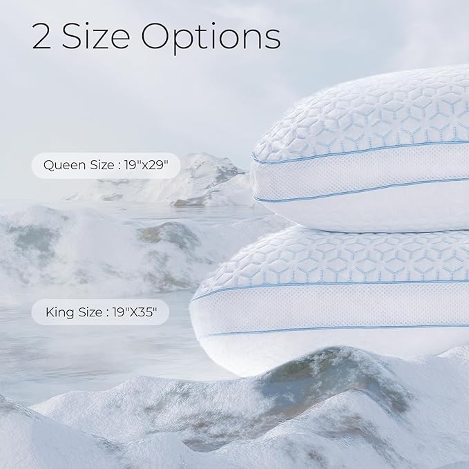 Sweetnight Cooling Pillows, Memory Foam Pillows King Size Set of 2, Almohadas para Dormir for Hot Sleepers