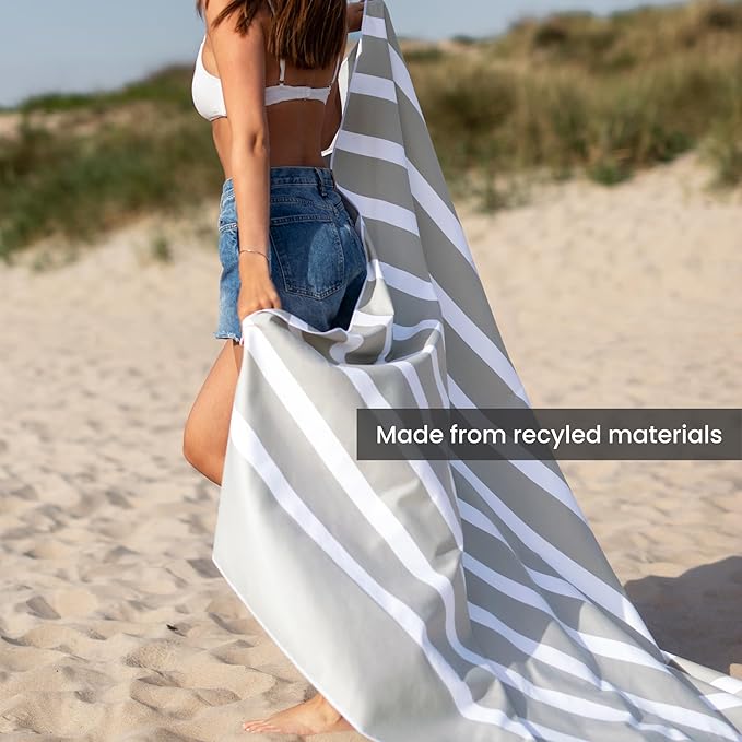 SummerSand Microfiber Beach Towel XXL Oversized (71 x 63 in) - Quick Dry, Sand Free - Compact and Lightweight for Travel - Recycled Materials - Extra Large Beach Blanket - Marble Sand