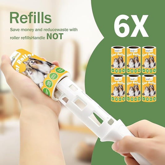 Lint Roller Refills Only, 600 Sheets Lint Rollers with Tough Paper, Ideal for Dog and Cat Hair Removal, Lint Rollers Mega Value Set for Clothes, Carpet & Dust Cleaning