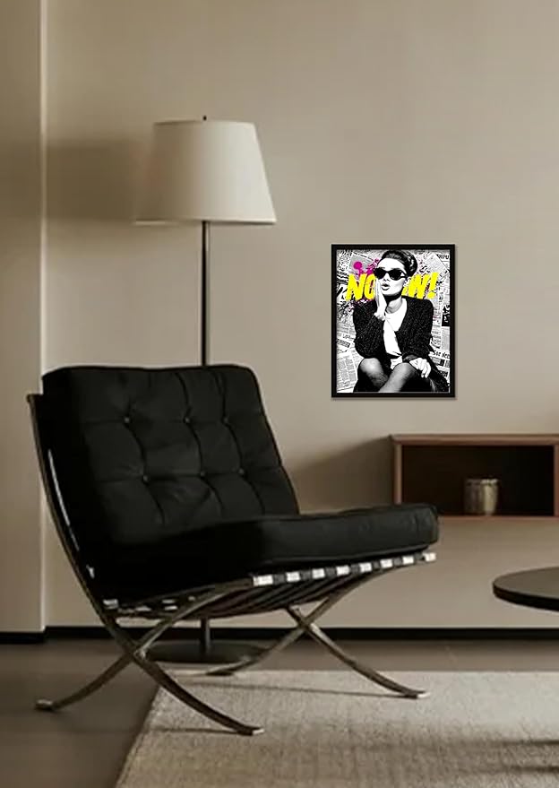 Beautiful Chic Woman Wall Art Prints Beautiful Audrey Hepburn Poster Canvas Art Wall Decor Picture For Bedroom Office Dorm living room Bathroom Wall Decor Aesthetic Home Artwork 16" × 20" In Framed