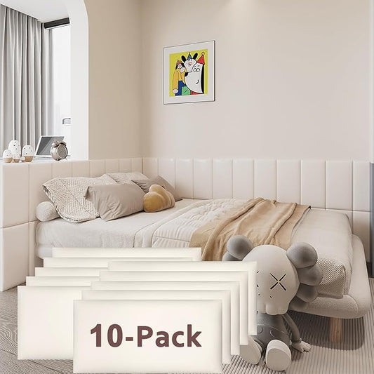 3D Anti-Collision Wall Padding for Kids Self-Adhesive 10PCS White headboard Panels for Wall Peel and Stick headboard