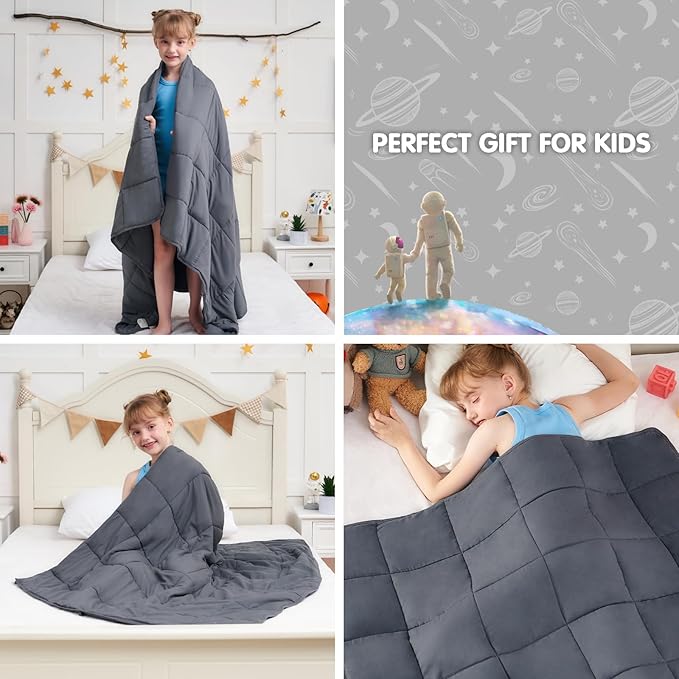 yescool Weighted Blanket 10 Pounds Twin Cooling Weighted Lap Blanket, Grey Heavy Blanket for Sleeping, Weighted Throw Blanket Gift for 80-110lbs, 48"x72"