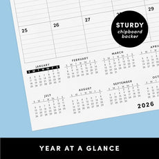 PAPERAGE 2026 Calendar, 12 Months (January 2026 - December 2026), Large (11.4 in x 14.76 in), Spiral Bound, 2026 Vertical Wall Calendar with Monthly & Yearly Views, Premium Paper - Black