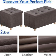 BRIAN & DANY 30 Inches Folding Storage Ottoman Bench, Ottoman with Storage Bench for Bedroom, Living Room, Entryway, Foot Rest with Legs, Brown