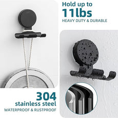 TAILI 2 Pack Powerful Suction Cup Razor Holder, 304 Stainless Steel Bathroom Suction Hooks for Towel, Loofah, Bathrobe, Stylish Shaver Holder for Shower Wall, Easy to Install and Reuse, Black