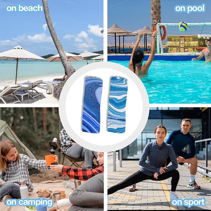 2 Pack Ocean Waves Sea Microfiber Lightweight Beach Towel Quick Dry Soft Towels for Swimming Pool Camping Beach Accessories Cruise Vacation Necessities for Bathroom Pool Camping Travel 32x71 inch