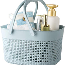rejomiik Portable Shower Caddy Basket, Plastic Organizer Storage Tote with Handles Toiletry Bag Bin Box for Bathroom, College Dorm Room Essentials, Kitchen, Camp, Gym, Blue