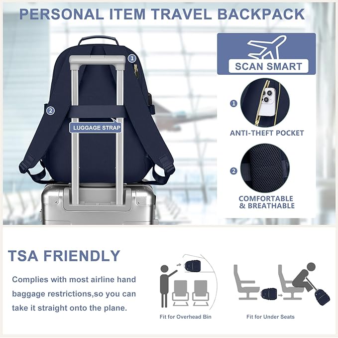 Laptop Backpack for Women Bookbag: 15.6 inch Work Backpacks with Pouch Pocket for Large Capacity Cup & USB Charger College Book Bag Travel Business Nurse Teacher Bookbags Anti-theft Back Pack