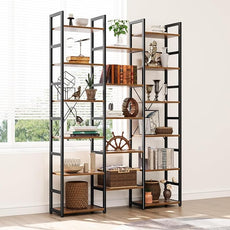 NUMENN 6-Tier Bookshelf Triple Column Bookcase with 17 Adjustable Open Display Shelves, Modern Book Shelves，Rustic Industrial Style Bookshelves for Bedroom, Living Room and Home Office, Vintage