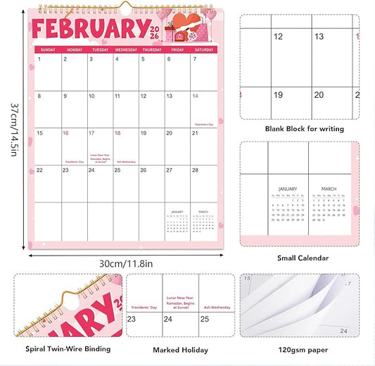 Wall Calendar 2026-2027, 18 Month Calendar from January 2026 to June 2027 14.5" x 11.8" Large Desk Calendar with Twin-Wire Binding for Home Office Planning Personal Organisers, Festival Style