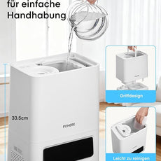 FOHERE 6L Humidifiers for Bedroom, 60H Cool Mist Humidifier for Large Room, 28dB Ultra-Quiet Runtime for Baby, Indoor, Plants, Smart Humidity Sensor, 16H Timer, Night Light, Oil Diffuser, White