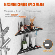 Corner Shower Shelf with Razor Hole, Modern Sturdy Shower Caddy, 10