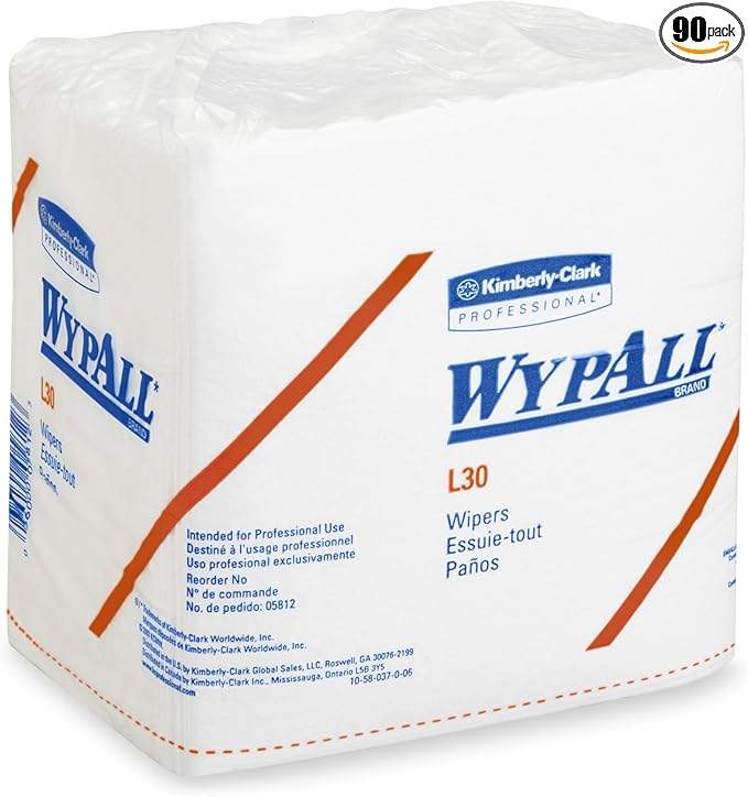 Wypall Kimberly-Clark Professional Wypall L30 Wipers - 13" Length X 12-1/2" Width, White, 90 Wipers