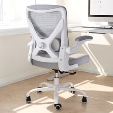 Ergonomic Office Chair - X-Shaped Computer Desk Chairs Comfy, Mesh High-Back Gaming Chair with Adjustable Lumbar Support, Executive Task Chair for Adults, Comfortable for Long Hours (White Grey)