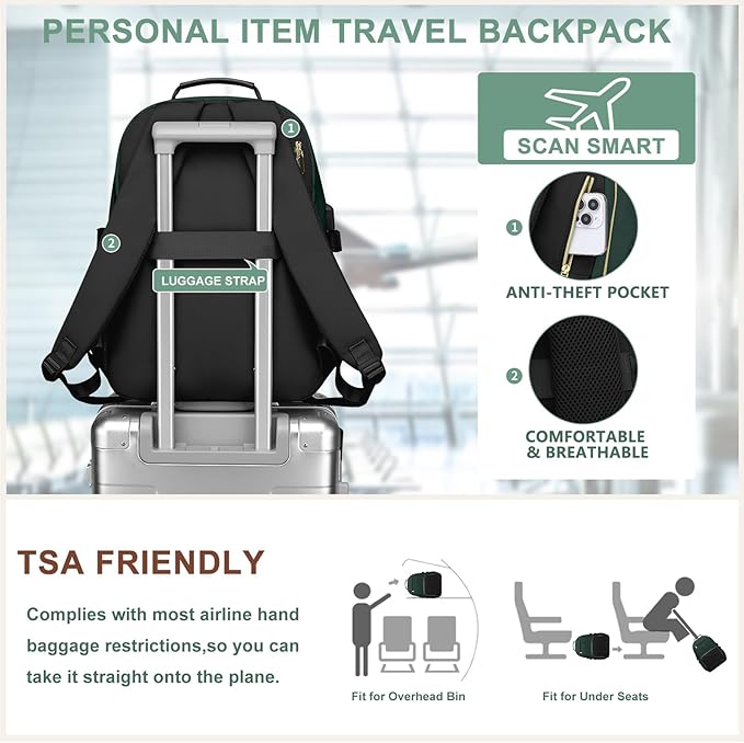 Laptop Backpack for Women Bookbag: 15.6 inch Work School Backpacks with Pouch Pocket for Large Capacity Cup & USB Charger College Book Bag Travel Business Nurse Teacher Bookbags Anti-theft Back Pack