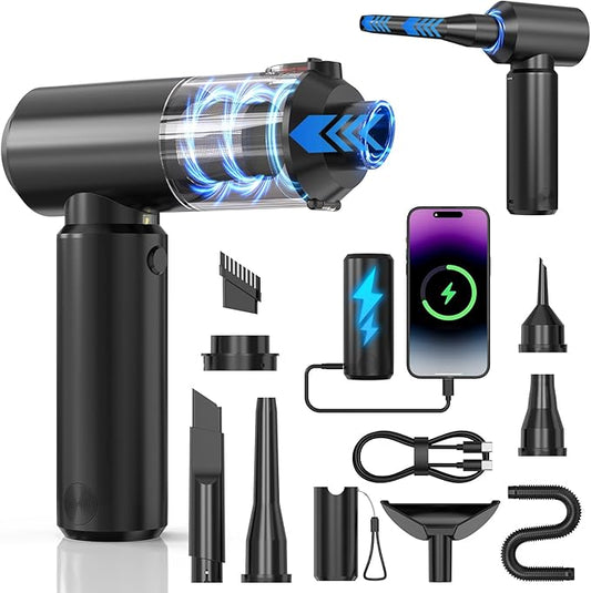 Car Vacuum Portable Cordless,3 in 1 Power Bank & Air Duster & Vacuum-20000Pa,120W High Power Handheld Vacuum Cordless with Led Light,Nozzles for Car,Home,Office,Pet Hair
