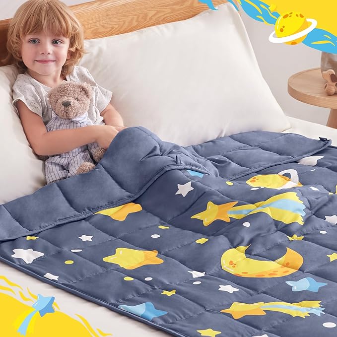 anfie Weighted Blanket Kids (48"x72" 6lbs), Weighted Blanket Cooling Blanket for Sleeping,Throw Size Breathable Blanket with Premium Glass Bead(Grey Moon)
