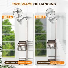 REINHARDT Shower Caddy Hanging for Handheld Showerheads Adjustable Split Shower Caddy, Rustproof Shower Organizer with Hooks for Razor Over the Head Caddy with Soap Holder Bathroom Accessories, Bronze