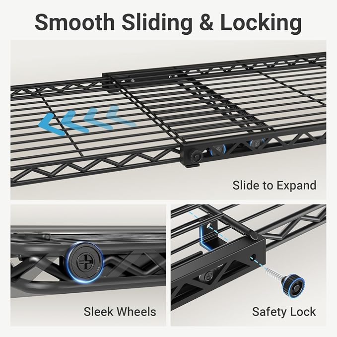 VIPEK X3 Expandable Heavy Duty Clothes Rack Adjustable from 5'2" to 8' with Adjustable Shelves and Hanger Rods, Large Freestanding Clothing Racks Reach-in & Walk-in Closet, Max Load 1210LBS, Black