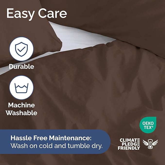 Duvet Cover Queen Size Set - Extra Soft Queen Size Duvet Cover 90 x 90 with 2 Pillow Shams - Hotel Luxury, Easy Care and Fade Free with Zipper Closures & Ties - Comfy, Breathable Bedding Set (Brown)