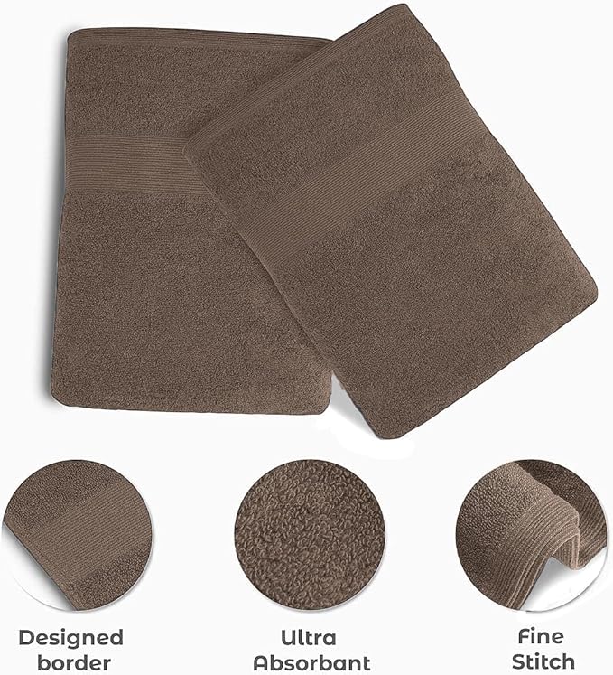 Softolle Luxury Bath Towels Set of 4 (27” x 54”) | Towels for Bathroom | Super Soft | Highly Absorbent Towels for Home, Spa, Gym (Taupe)