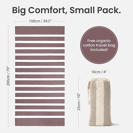 SummerSand Microfiber Beach Towel Extra Large (79 x 39.5 in) - Quick Dry, Sand Free - Compact and Lightweight for Travel - Recycled Materials - Travel Bag Incl - Oversized Pool Towel – Dusty Rose