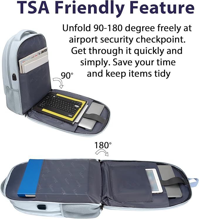 MATEIN 18 Inch Laptop Backpack for Women, TSA Approved Laptop Rucksack Large Capacity 50 L, Anti Theft Backpack with Comfortable Shoulder Straps for College Work Travel, Haze Blue